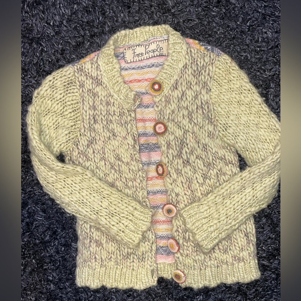 Free people boho Nordic wool knit chunky cardigan